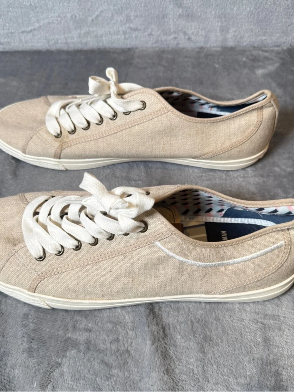 Ben Sherman Beige Canvas Sneakers Low Top Casual Shoes Mens